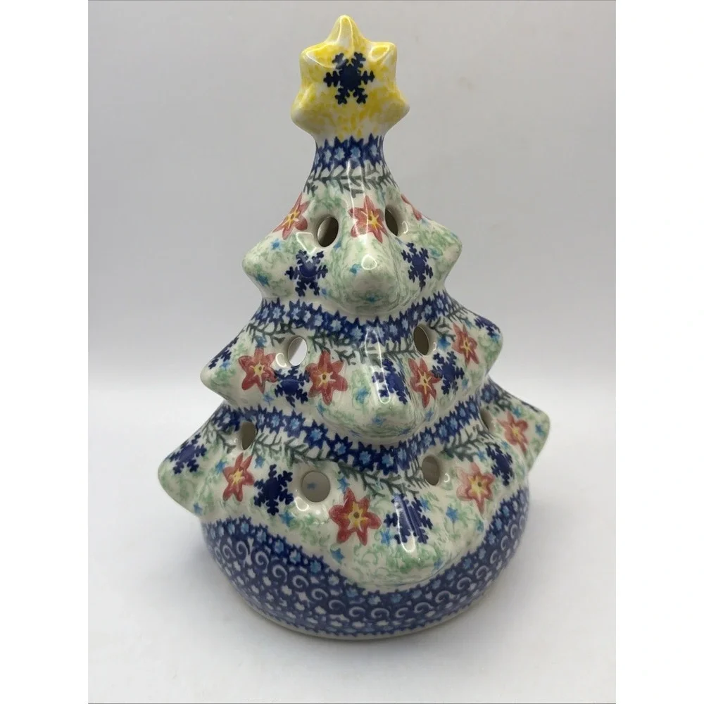 Unikat Polish Pottery Christmas Tree Votive 8.5